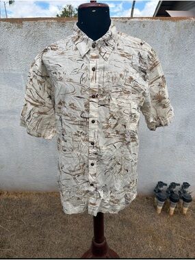 New Hinano Tahiti Back In The Day  Hawaiian Shirt Beige Full Button  Men's XL
